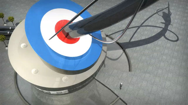 View down to the base showing memorial pool