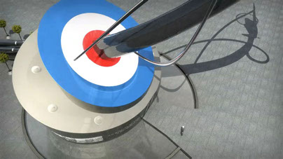 View down to the base showing memorial pool